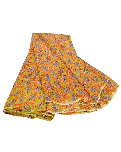 Sanskriti Vintage Indian Sari Green Printed Blend Georgette Sarees Craft Fabric, PRG-7046-Green-Printed Floral Design-Blend Georgette-7