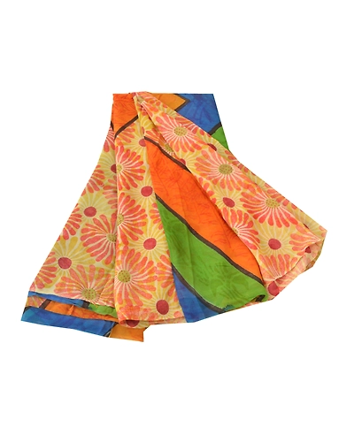 Sanskriti Vintage Indian Sari Pure Georgette Silk Printed Sarees Craft Fabric, PRG-7266-Multi-Printed Floral Design-Pure Georgette Silk-2