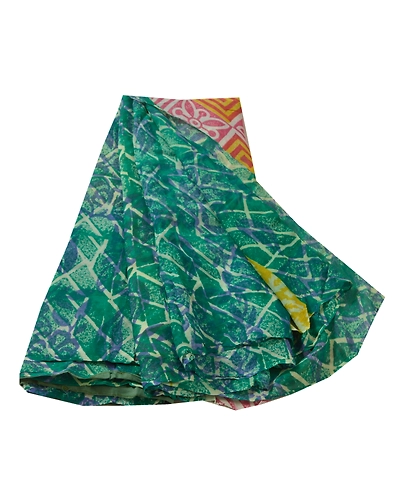 Sanskriti Vintage Indian Sari Green Printed Blend Georgette Sarees Craft Fabric, PRG-7320-Green-Printed Floral Design-Blend Georgette-2