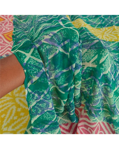 Sanskriti Vintage Indian Sari Green Printed Blend Georgette Sarees Craft Fabric, PRG-7320-Green-Printed Floral Design-Blend Georgette-4