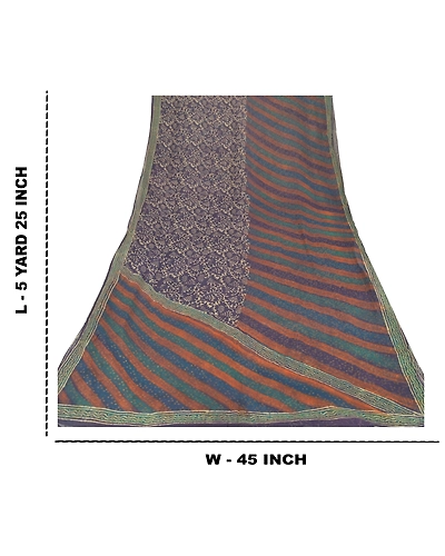 Sanskriti Vintage Purple Sarees Pure Georgette Silk Printed Fabric Craft Sari, PRG-7409-Purple-Printed Work-Pure Georgette Silk-3