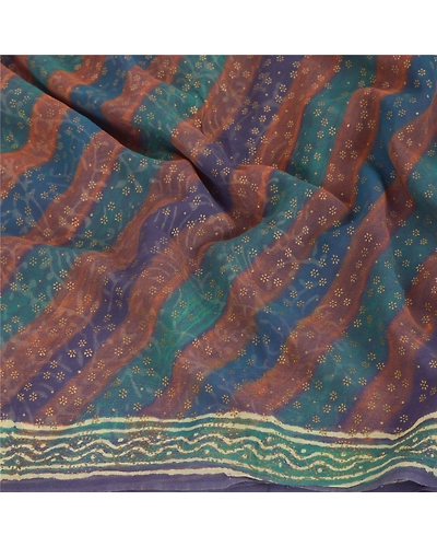 Sanskriti Vintage Purple Sarees Pure Georgette Silk Printed Fabric Craft Sari, PRG-7409-Purple-Printed Work-Pure Georgette Silk-6