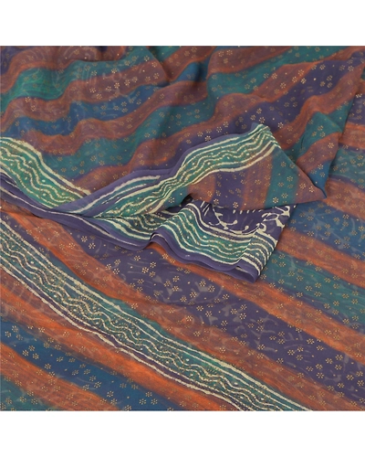 Sanskriti Vintage Purple Sarees Pure Georgette Silk Printed Fabric Craft Sari, PRG-7409-Purple-Printed Work-Pure Georgette Silk-7