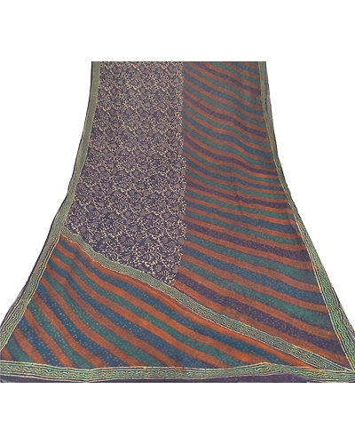 Sanskriti Vintage Purple Sarees Pure Georgette Silk Printed Fabric Craft Sari, PRG-7409-Purple-Printed Work-Pure Georgette Silk-8
