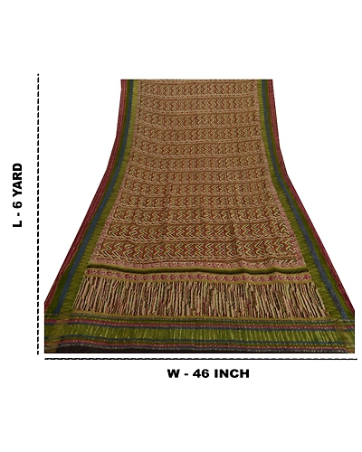 Sanskriti Vintage Indian Sari Pure Georgette Silk Printed Fabric Craft Sarees, PRG-7466-Multi Color-Printed Work-Pure Georgette Silk-3