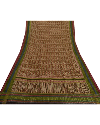 Sanskriti Vintage Indian Sari Pure Georgette Silk Printed Fabric Craft Sarees, PRG-7466-Multi Color-Printed Work-Pure Georgette Silk-8