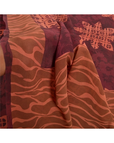 Sanskriti Vintage Purple Sari Pure Georgette Silk Fabric Craft Printed Sarees, PRG-7693-Shade Of Purple &amp; Brown-Printed Work-Blend Georgette-4