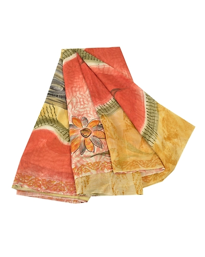 Sanskriti Vintage Indian Sari Pure Georgette Silk Fabric Craft Printed Sarees, PRG-7761-Multi Color-Printed Work-Pure Georgette Silk-2