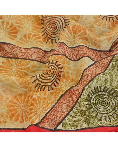 Sanskriti Vintage Red Sarees Pure Georgette Silk Printed Sari Soft Craft Fabric, PRG-7984-Red-Printed Floral Design-Pure Georgette Silk-6