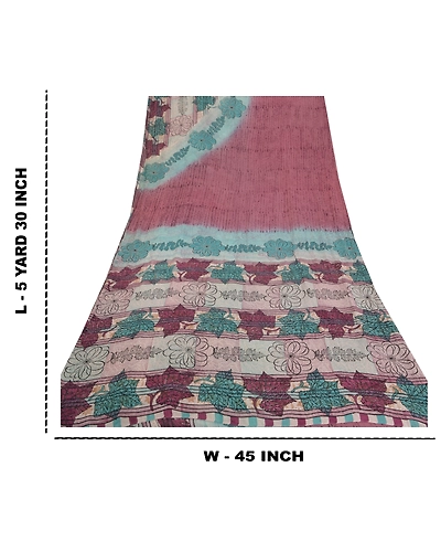 Sanskriti Vintage Purple Sarees Pure Georgette Silk Printed Sari Craft Fabric, PRG-7990-Purple-Printed Floral Design-Pure Georgette Silk-3