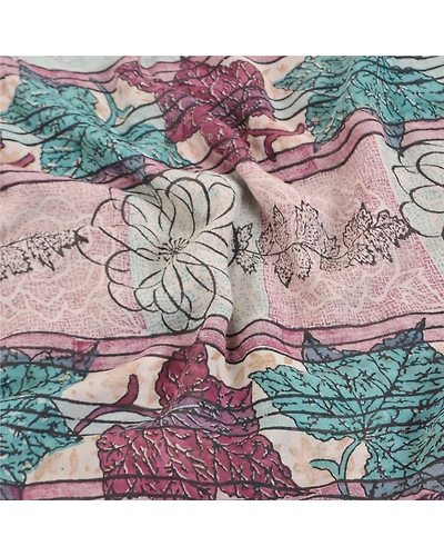 Sanskriti Vintage Purple Sarees Pure Georgette Silk Printed Sari Craft Fabric, PRG-7990-Purple-Printed Floral Design-Pure Georgette Silk-6