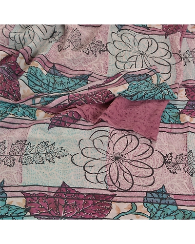 Sanskriti Vintage Purple Sarees Pure Georgette Silk Printed Sari Craft Fabric, PRG-7990-Purple-Printed Floral Design-Pure Georgette Silk-7