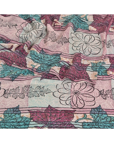 Sanskriti Vintage Purple Sarees Pure Georgette Silk Printed Sari Craft Fabric, PRG-7990-Purple-Printed Floral Design-Pure Georgette Silk-9