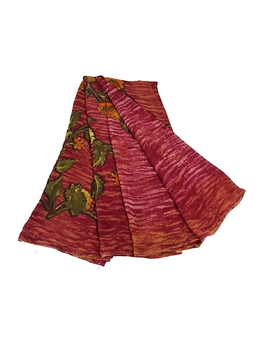Sanskriti Vintage Purple Indian Sarees Georgette Printed Sari 5 Yd Craft Fabric, PRG-8038-Purple-Printed Floral Design-Georgette-2
