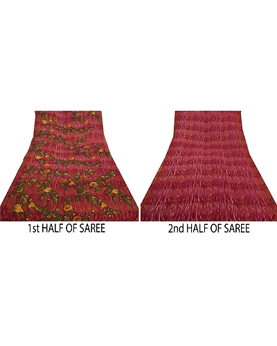 Sanskriti Vintage Purple Indian Sarees Georgette Printed Sari 5 Yd Craft Fabric, PRG-8038-Purple-Printed Floral Design-Georgette-5