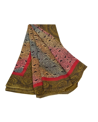 Sanskriti Vintage Indian Sarees Pure Georgette Silk Printed Sari Craft Fabric, PRG-8154-Multi-Printed Floral Design-Pure Georgette Silk-2