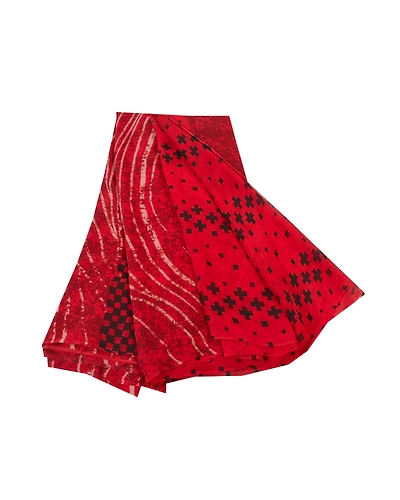 Sanskriti Vintage Red Indian Sarees Pure Georgette Silk Printed Sari 5 Yd Fabric, PRG-8170-Red-Printed Floral Design-Pure Georgette Silk-2