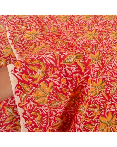 Sanskriti Vintage Red Saree Blend Georgette Indian Printed Sari 5Yd Craft Fabric, PRG-8181-Red-Printed Floral Design-Blend Georgette-4