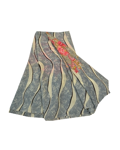 Sanskriti Vintage Gray Saree Georgette Printed Sari 5 Yard Floral Craft Fabric, PRG-8287-Gray-Printed Floral Design-Georgette-2