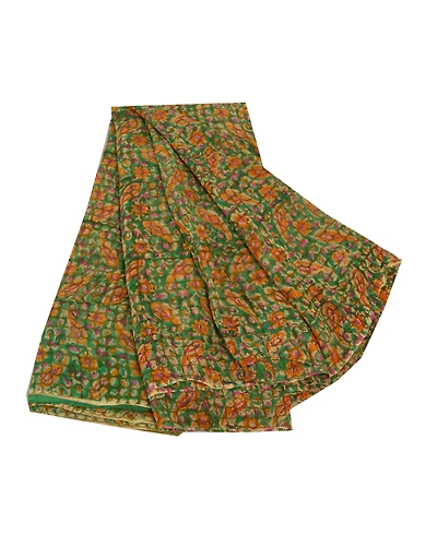 Sanskriti Vintage Green Sarees Blend Georgette Printed Sari Floral Craft Fabric, PRG-8581-Green-Printed Floral Design-Blend Georgette-2
