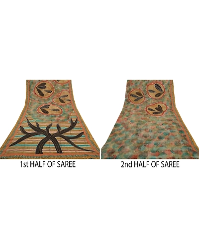 Sanskriti Vintage Saree Blend Georgette Printed Painted Sari Craft Fabric, PRG-8612-Multi-Printed Floral Design-Blend Georgette-5