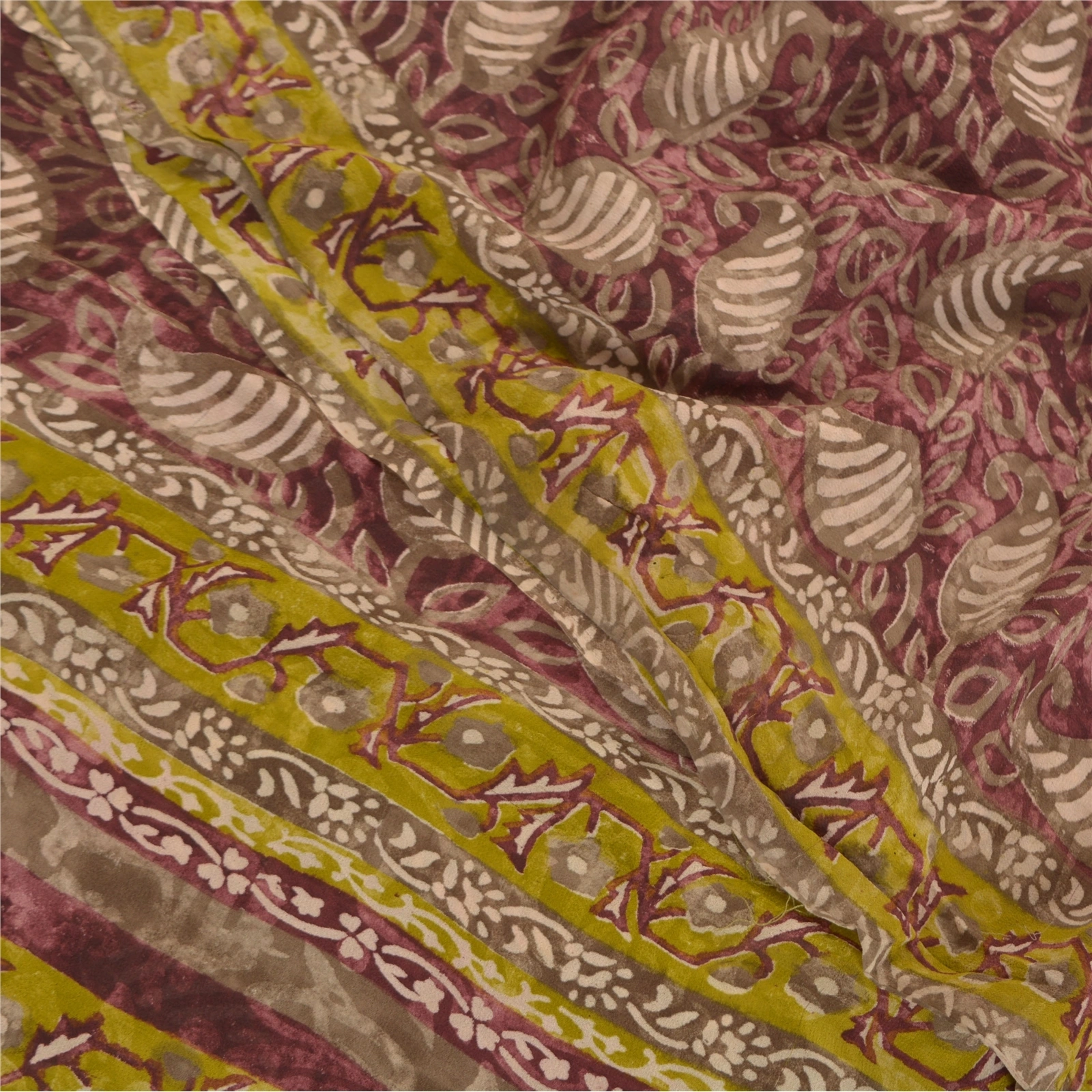 Sanskriti Vintage Purple Sarees Pure Georgette Silk Printed Sari Craft Fabric, PRG-8628-Purple-Printed Floral Design-Pure Georgette Silk-1