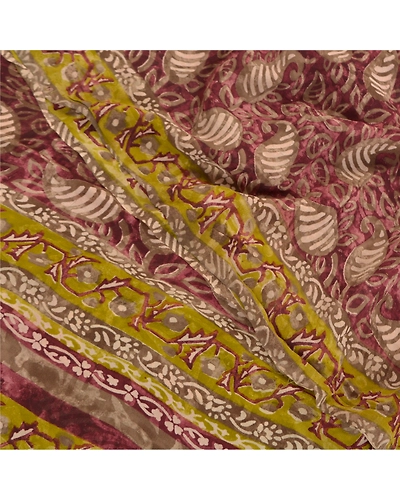Sanskriti Vintage Purple Sarees Pure Georgette Silk Printed Sari Craft Fabric, PRG-8628-Purple-Printed Floral Design-Pure Georgette Silk-1