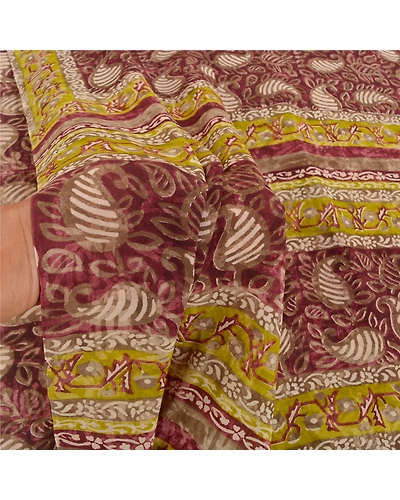 Sanskriti Vintage Purple Sarees Pure Georgette Silk Printed Sari Craft Fabric, PRG-8628-Purple-Printed Floral Design-Pure Georgette Silk-4