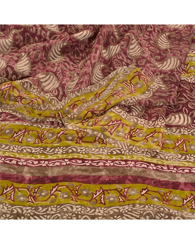 Sanskriti Vintage Purple Sarees Pure Georgette Silk Printed Sari Craft Fabric, PRG-8628-Purple-Printed Floral Design-Pure Georgette Silk-7