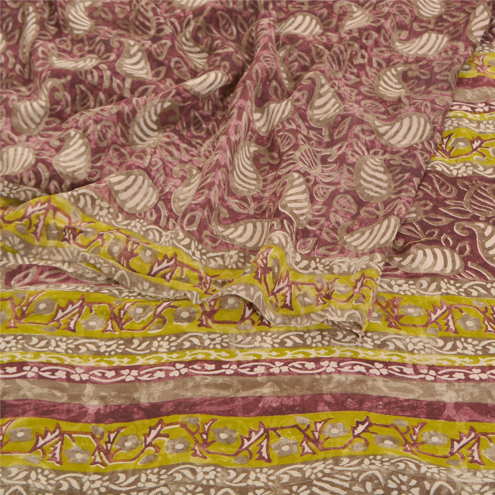 Sanskriti Vintage Purple Sarees Pure Georgette Silk Printed Sari Craft Fabric, PRG-8628-Purple-Printed Floral Design-Pure Georgette Silk-9