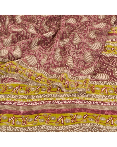 Sanskriti Vintage Purple Sarees Pure Georgette Silk Printed Sari Craft Fabric, PRG-8628-Purple-Printed Floral Design-Pure Georgette Silk-9