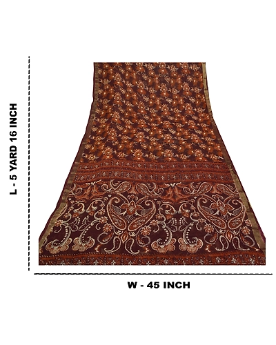 Sanskriti Vintage Purple Saree Blend Georgette Printed Sparkle Sari Craft Fabric, PRG-8643-Purple-Printed Floral Design-Blend Georgette-3