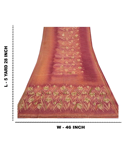 Sanskriti Vintage Purple Sarees Pure Georgette Silk Printed Sari Sewing Fabric, PRG-8665-Purple-Printed Floral Design-Pure Georgette Silk-3