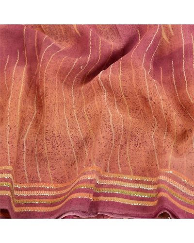 Sanskriti Vintage Purple Sarees Pure Georgette Silk Printed Sari Sewing Fabric, PRG-8665-Purple-Printed Floral Design-Pure Georgette Silk-6