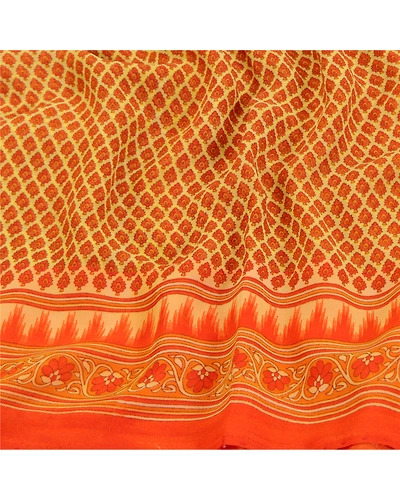 Sanskriti Vintage Red Sarees Georgette Printed Sari Floral Soft Craft Fabric, PRG-8686-Red-Printed Floral Design-Georgette-6