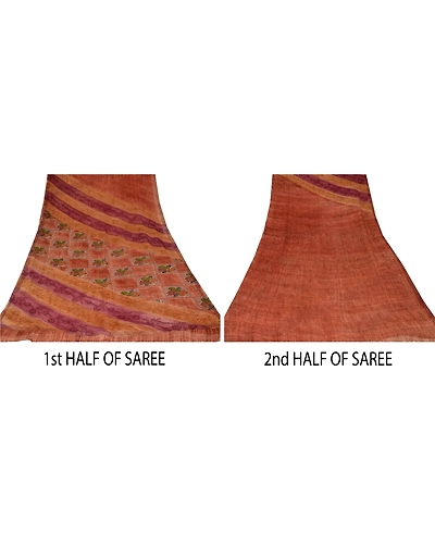 Sanskriti Vintage Indian Sari Blend Georgette Printed Craft 5 Yard Fabric Sarees, PRG-911-Multi-Printed Floral Design-Blend Georgette-4
