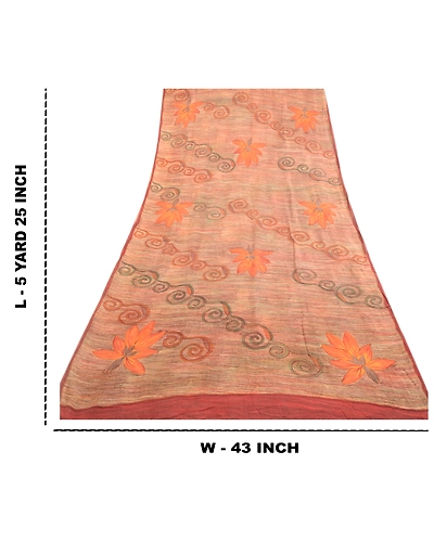 Sanskriti Vintage Indian Sarees Pure Georgette Silk Printed Sari Craft Fabric, PRG-1357-Multi-Printed Floral &amp; Paisley Design-Pure Georgette Silk-12