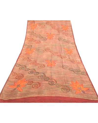 Sanskriti Vintage Indian Sarees Pure Georgette Silk Printed Sari Craft Fabric, PRG-1357-Multi-Printed Floral &amp; Paisley Design-Pure Georgette Silk-17