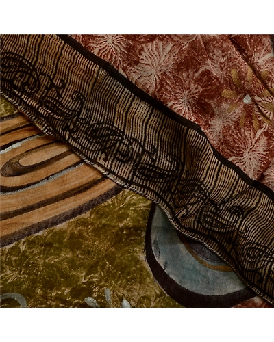Sanskriti Vintage Brown Sarees Blend Georgette Printed Sari Floral Craft Fabric, PRG-1442-Brown-Printed Floral &amp; Abstract Design-Blend Georgette-10