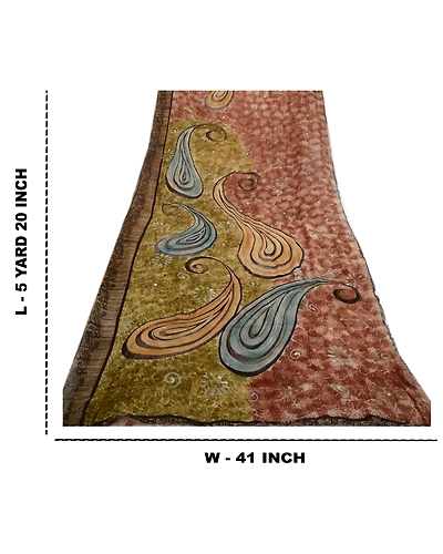 Sanskriti Vintage Brown Sarees Blend Georgette Printed Sari Floral Craft Fabric, PRG-1442-Brown-Printed Floral &amp; Abstract Design-Blend Georgette-12