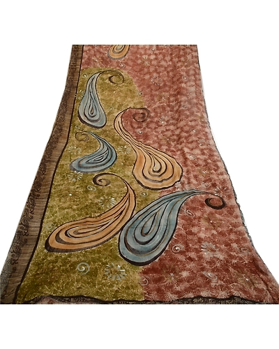 Sanskriti Vintage Brown Sarees Blend Georgette Printed Sari Floral Craft Fabric, PRG-1442-Brown-Printed Floral &amp; Abstract Design-Blend Georgette-17
