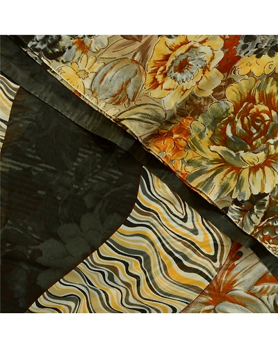 Sanskriti Vintage Multi Sarees Indian Georgette Printed Sari Floral Craft Fabric, PRG-1537-Multi-Printed Floral &amp; Paisley Design-Poly Georgette-10