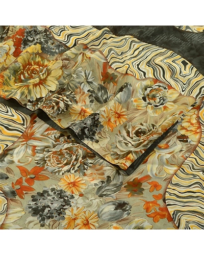 Sanskriti Vintage Multi Sarees Indian Georgette Printed Sari Floral Craft Fabric, PRG-1537-Multi-Printed Floral &amp; Paisley Design-Poly Georgette-16