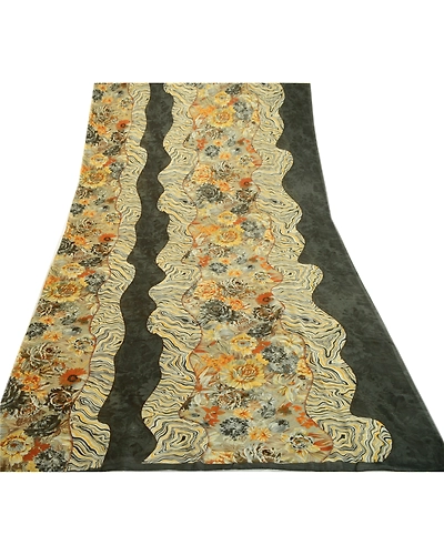 Sanskriti Vintage Multi Sarees Indian Georgette Printed Sari Floral Craft Fabric, PRG-1537-Multi-Printed Floral &amp; Paisley Design-Poly Georgette-17