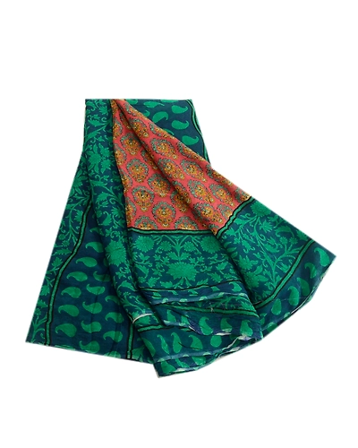 Sanskriti Vintage Sarees Indian Red Pure Georgette Silk Print Sari Craft Fabric, PRG-1997-Red-Printed Floral Design-Pure Georgette Silk-16