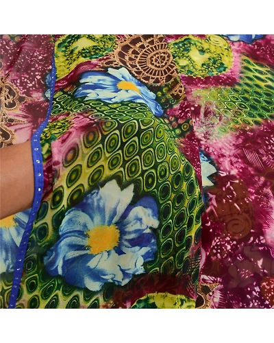 Sanskriti Vintage Sarees Purple Georgette Digital Printed Sari 5Yd Craft Fabric, PRG-24-Purple-Digital Printed Work-Poly Georgette-13