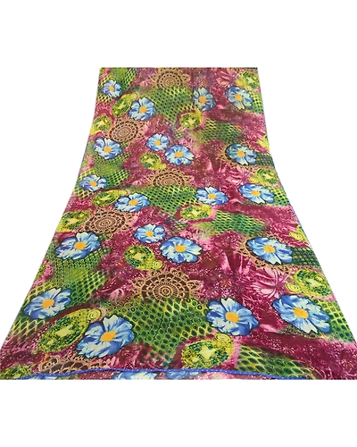 Sanskriti Vintage Sarees Purple Georgette Digital Printed Sari 5Yd Craft Fabric, PRG-24-Purple-Digital Printed Work-Poly Georgette-17