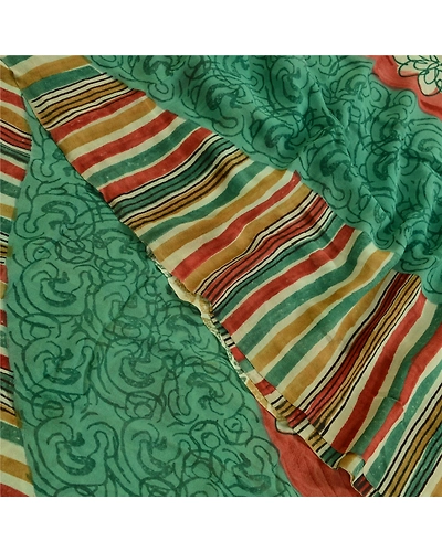 Sanskriti Vintage Indian Multi Sarees Printed Pure Georgette Silk Fabric Sari, PRG-2610-Multi-Printed Floral Design-Pure Georgette Silk-10