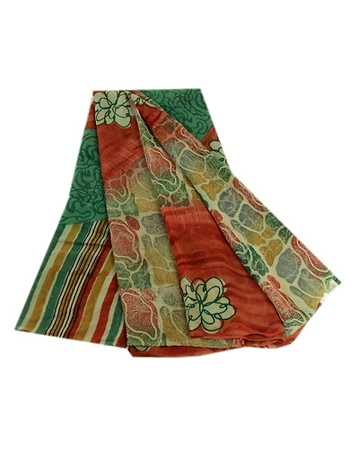 Sanskriti Vintage Indian Multi Sarees Printed Pure Georgette Silk Fabric Sari, PRG-2610-Multi-Printed Floral Design-Pure Georgette Silk-11