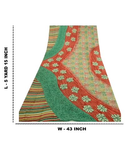 Sanskriti Vintage Indian Multi Sarees Printed Pure Georgette Silk Fabric Sari, PRG-2610-Multi-Printed Floral Design-Pure Georgette Silk-12